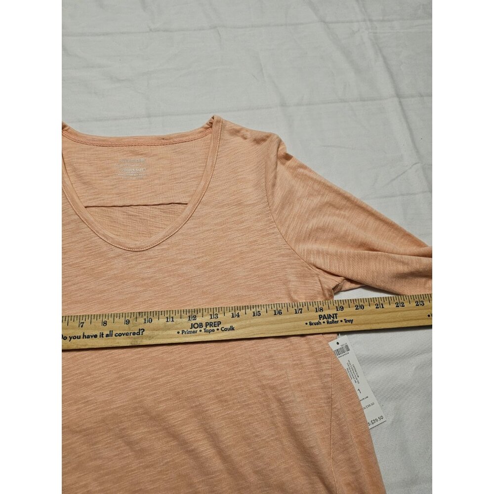 Chico's Slub Tee Hi Low 3Q Sleeves NWT Women's Size 1 Peach Colored - Picture 6 of 8